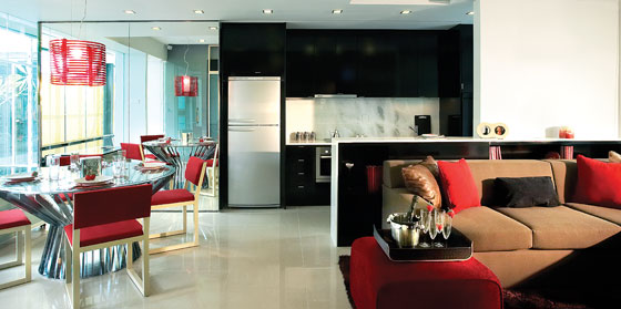 urban glam kitchen dining living area
