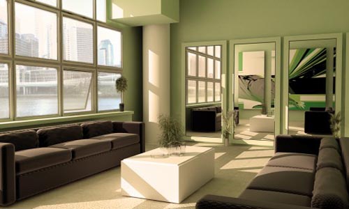 Green Living Rooms Design by Ciprian