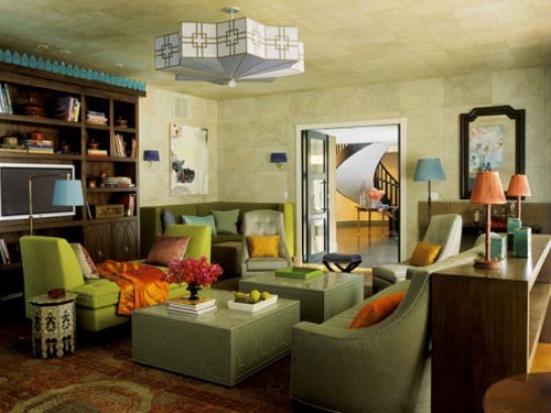 Green Living Rooms Design by Michael Johnson