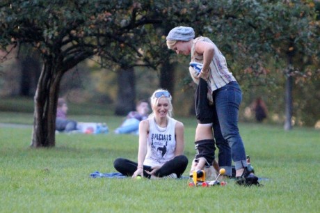 Gwen Stefani at the park with her son Zuma and his nanny in London
