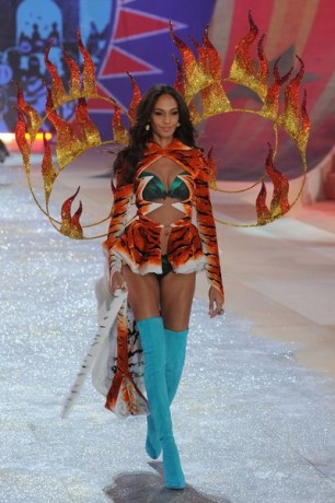 Model Joan Smalls walks the runway during the Victoria's Secret 2012 Fashion Show