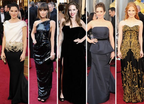 Oscars, with Angelina Jolie leading the way in a sexy slitted velvet